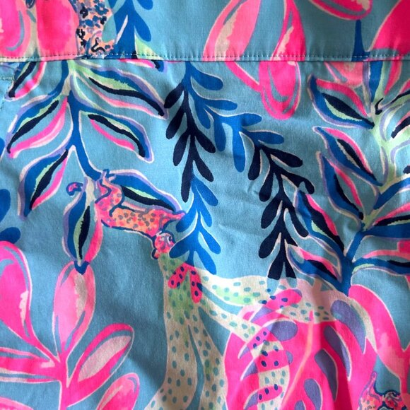 Lilly Pulitzer Women's Sz XL Blue & Pink Floral Print Ocean View SHORT - Picture 3 of 10